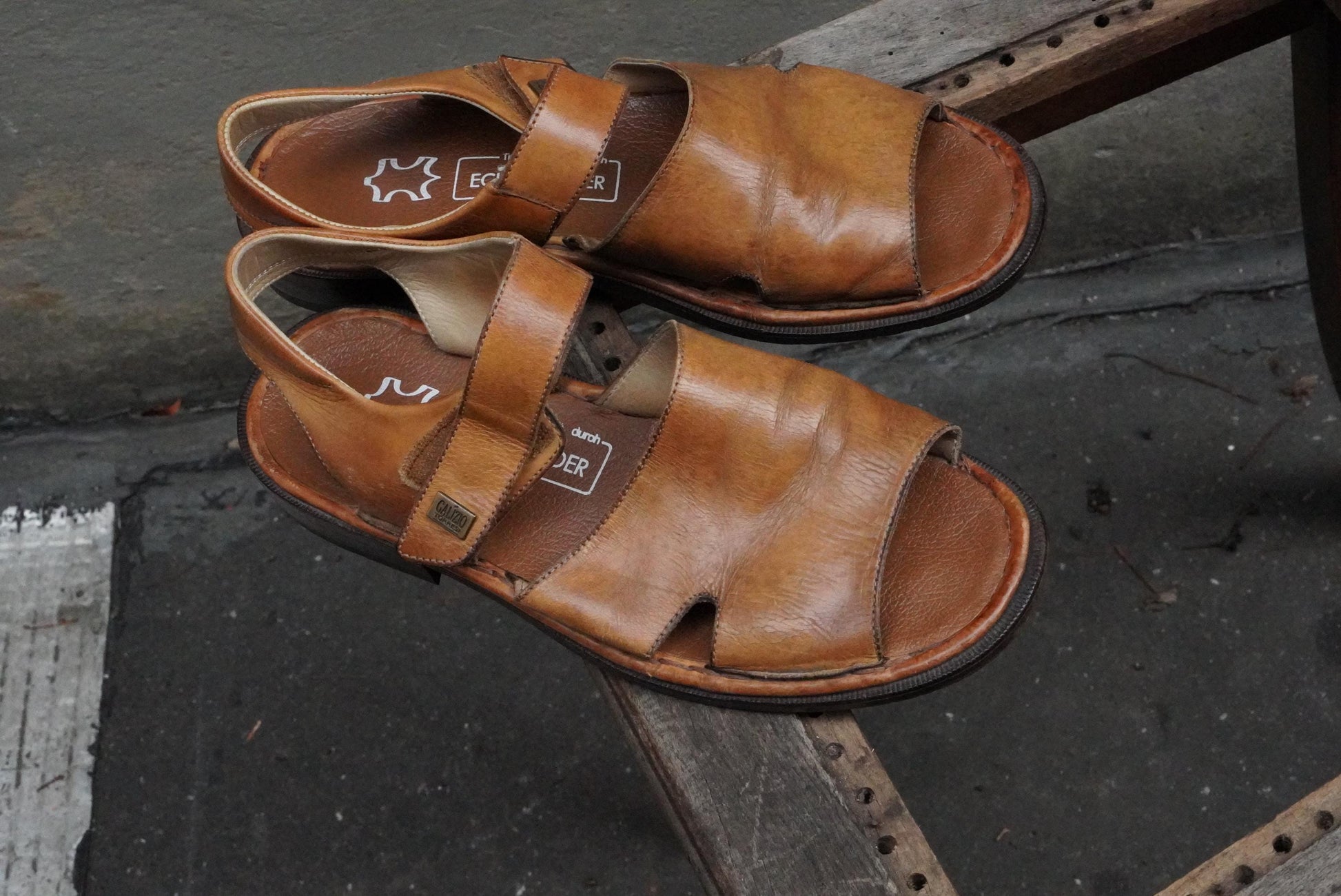 Vintage Galizio Torresi Leather Sandals Brown Men’s Open Toe Slingback EU42