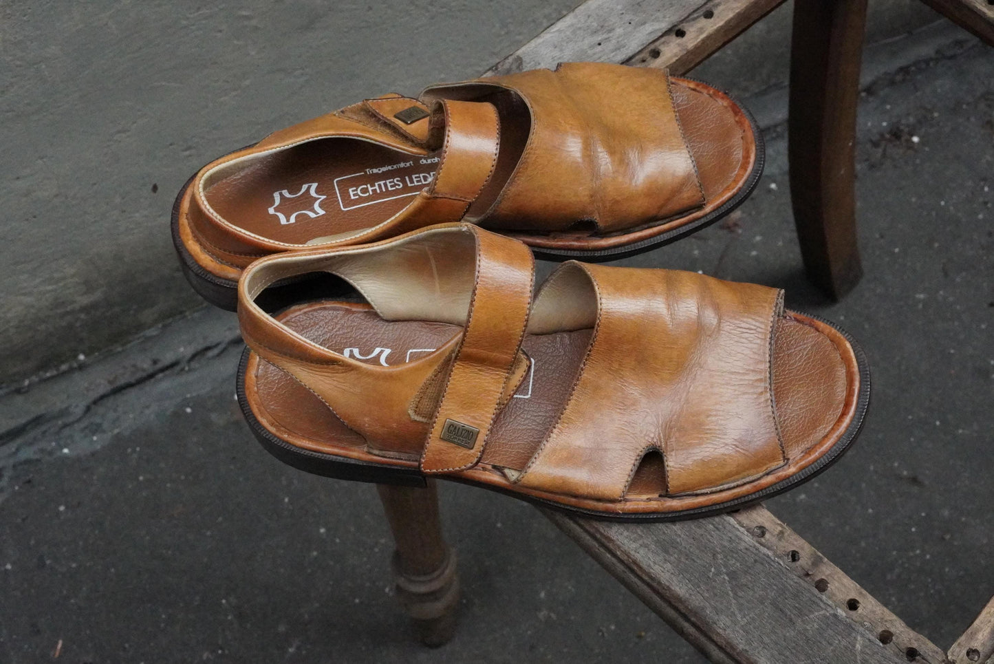 Vintage Galizio Torresi Leather Sandals Brown Men’s Open Toe Slingback EU42