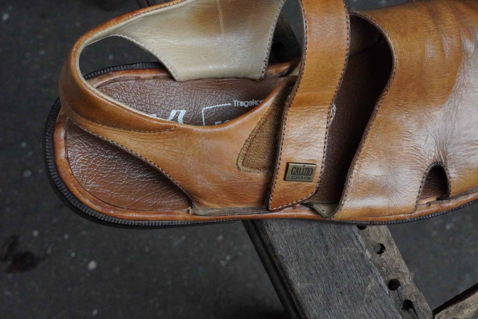 Vintage Galizio Torresi Leather Sandals Brown Men’s Open Toe Slingback EU42