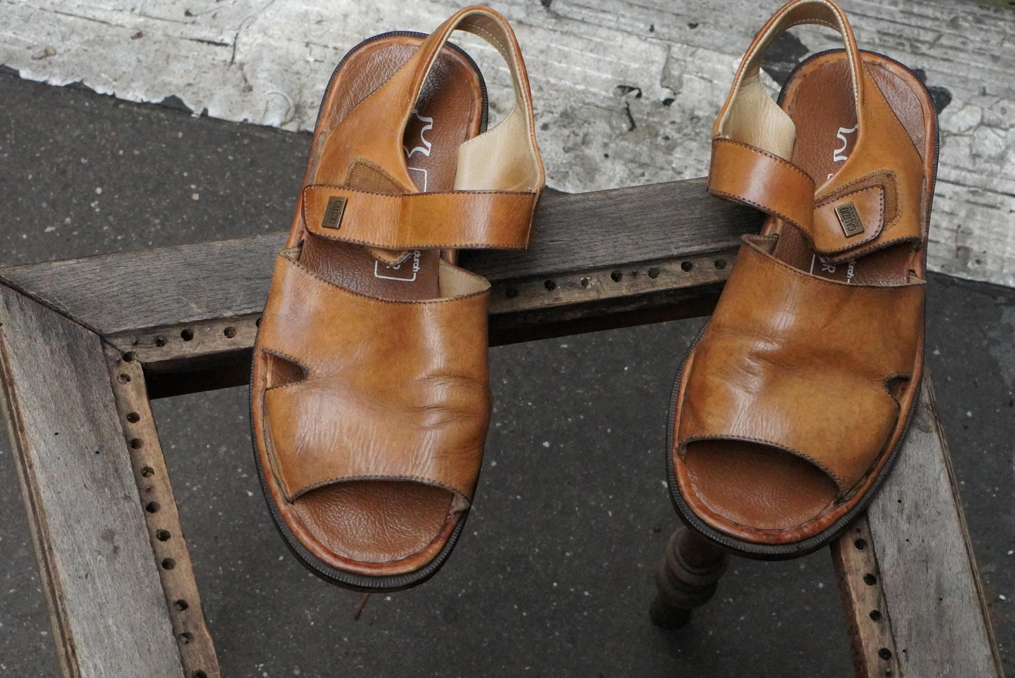 Vintage Galizio Torresi Leather Sandals Brown Men’s Open Toe Slingback EU42