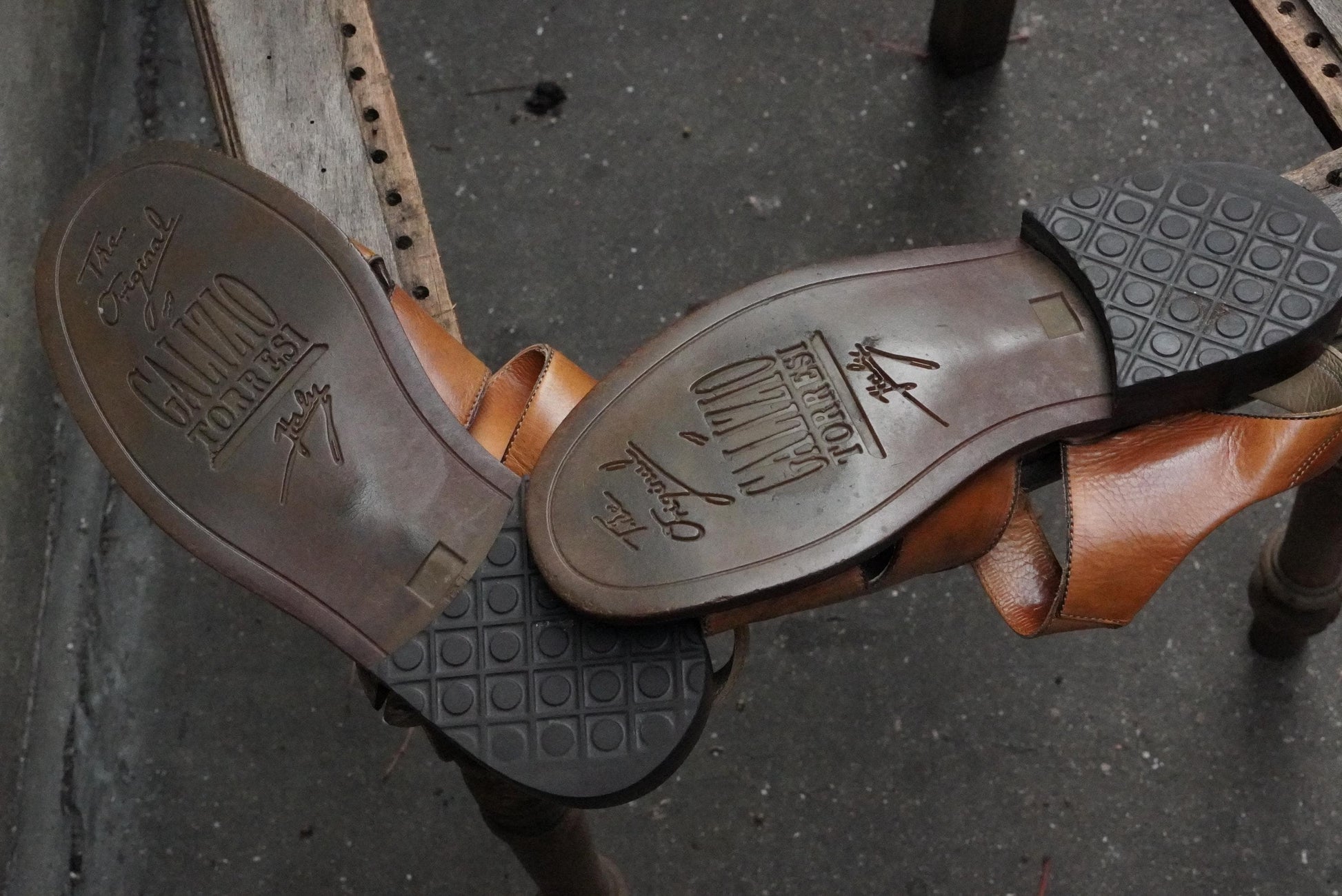 Vintage Galizio Torresi Leather Sandals Brown Men’s Open Toe Slingback EU42