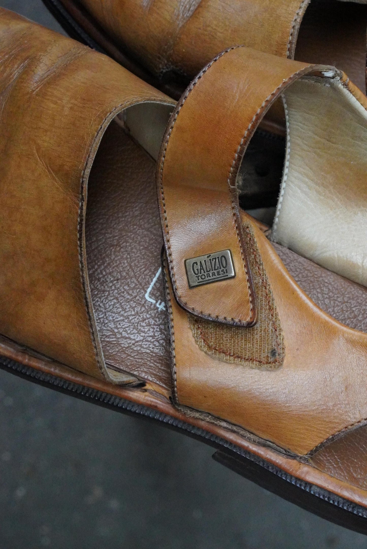 Vintage Galizio Torresi Leather Sandals Brown Men’s Open Toe Slingback EU42