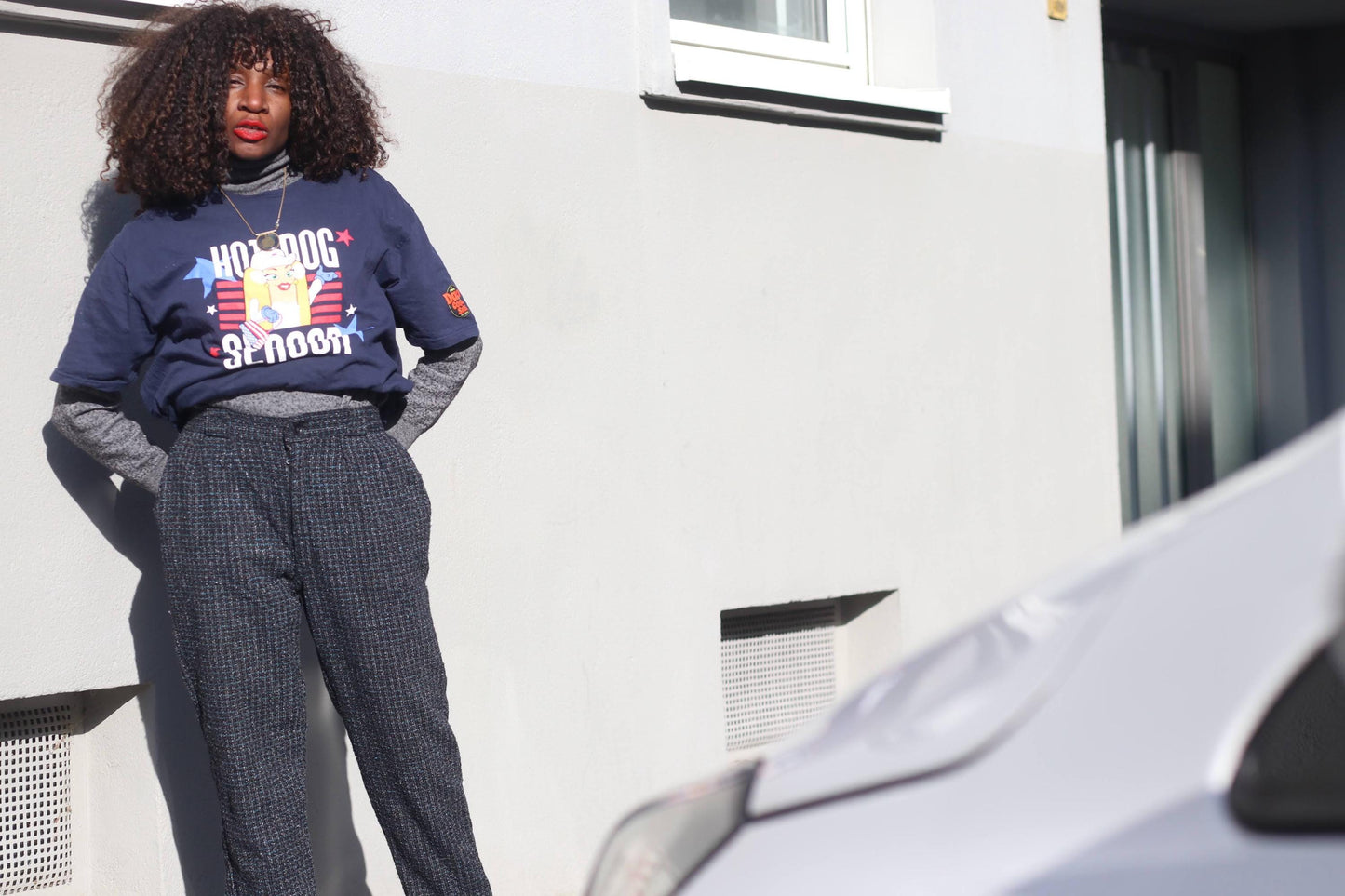 Vintage Wool Check Trousers High Waisted Grey Tweed Pants Wide Leg Dark Academia