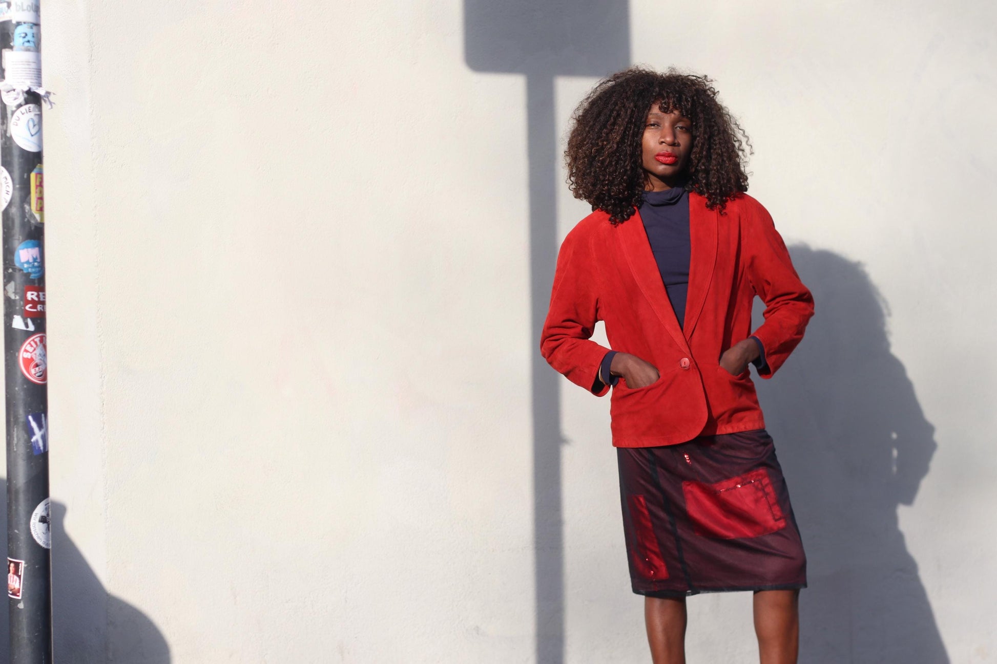 Vintage Red Suede Jacket| 80s Leather Blazer| Soft Suede Colorful Coat| Minimalist Outerwear