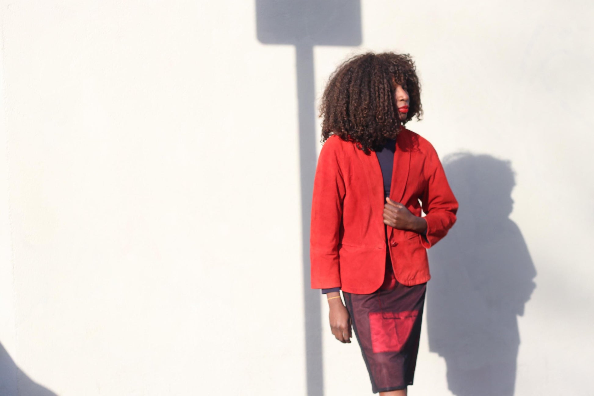 Vintage Red Suede Jacket| 80s Leather Blazer| Soft Suede Colorful Coat| Minimalist Outerwear