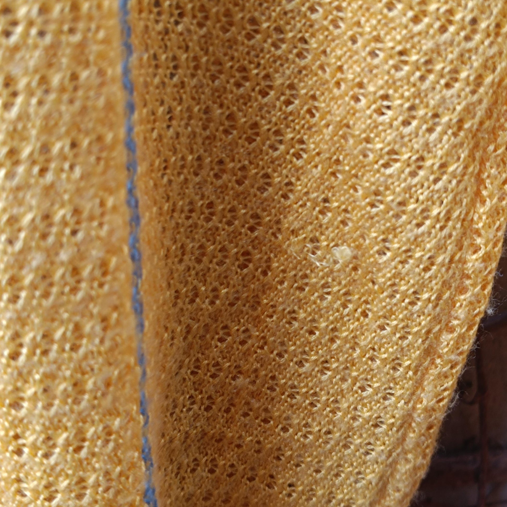 Vintage Yellow Knit Sweater Striped V-Neck Jumper Retro 70s 80s Cotton Knit Top