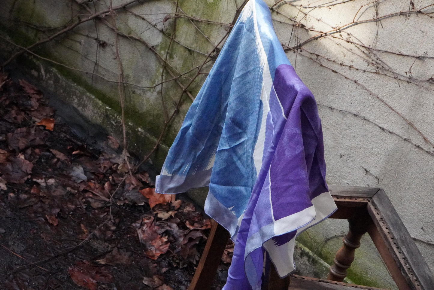 Fisba Stoffels Silk Scarf Vintage Swiss Made Abstract Blue Purple Square Scarf