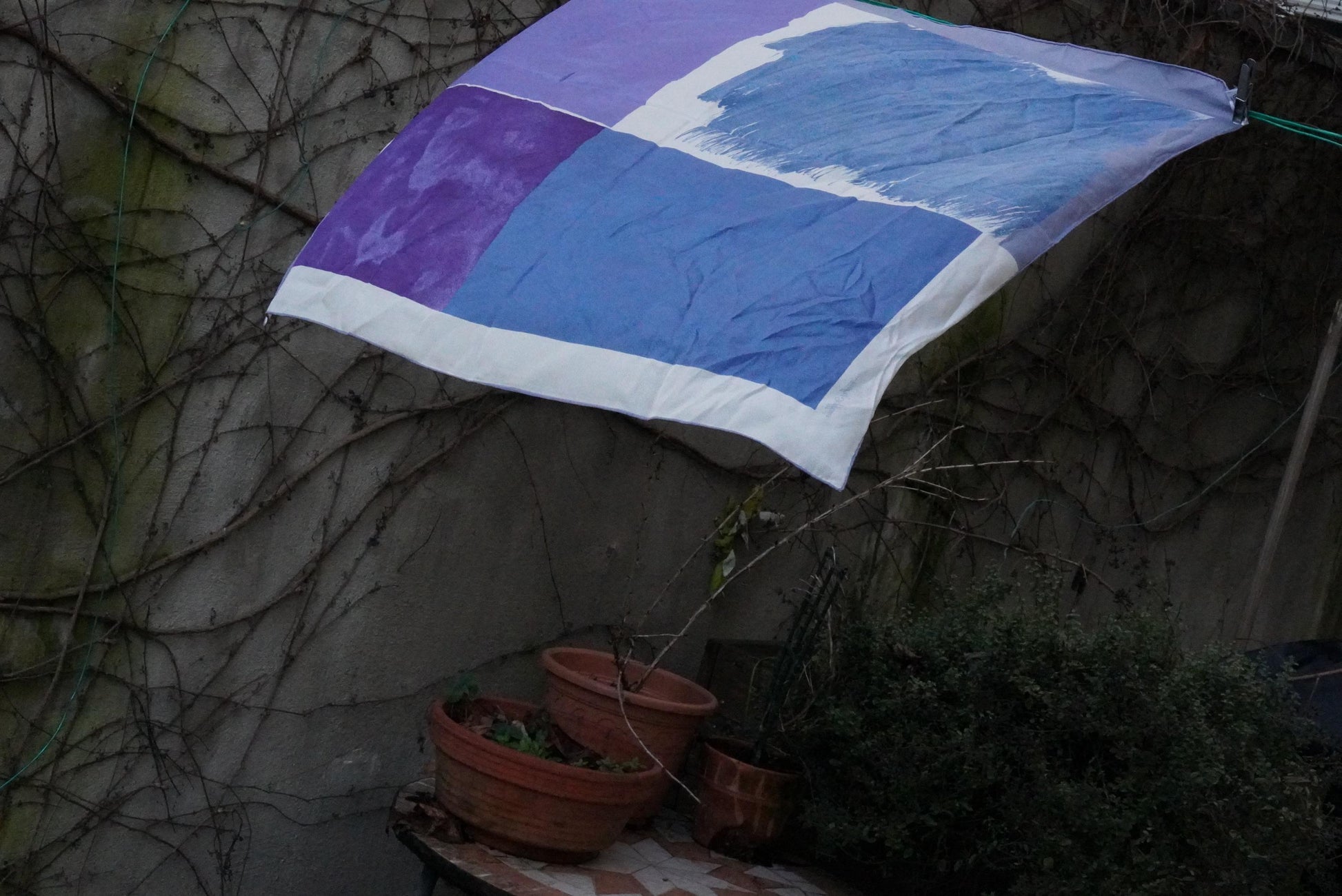 Fisba Stoffels Silk Scarf Vintage Swiss Made Abstract Blue Purple Square Scarf