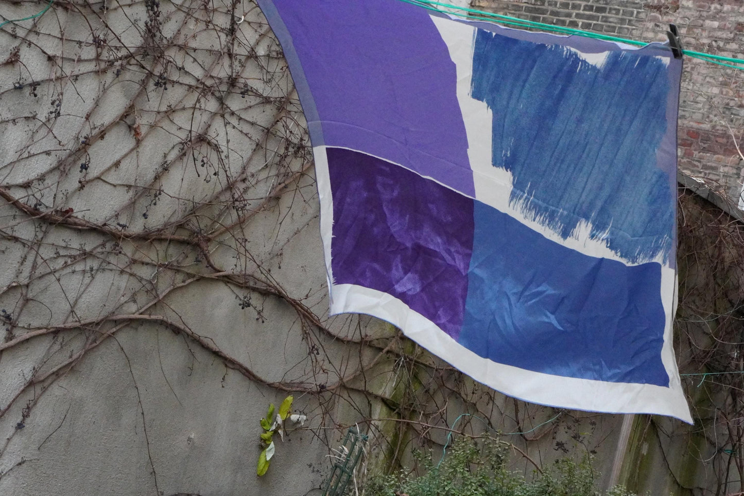 Fisba Stoffels Silk Scarf Vintage Swiss Made Abstract Blue Purple Square Scarf