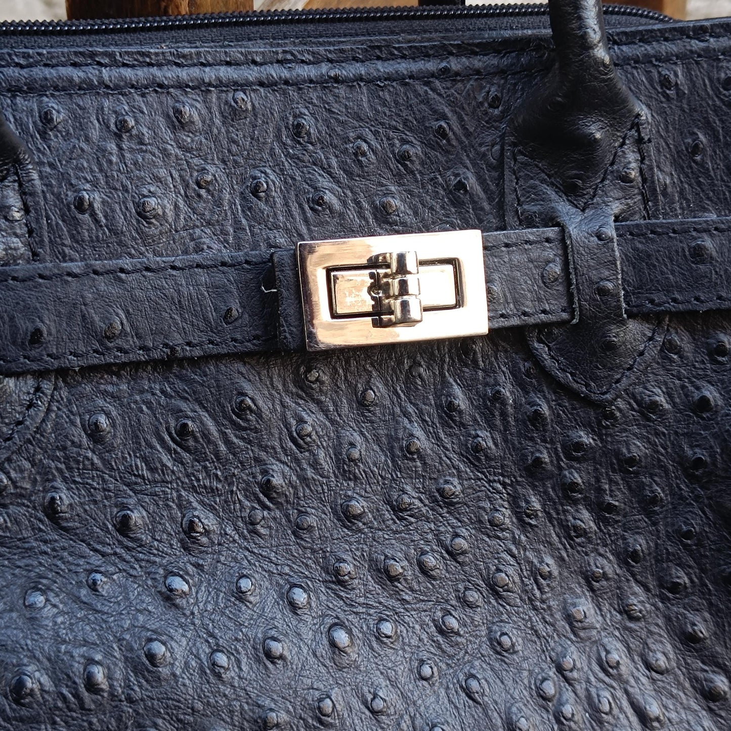 Vintage Italian Leather Handbag 90s Embossed Black Satchel Top Handle Made Italy