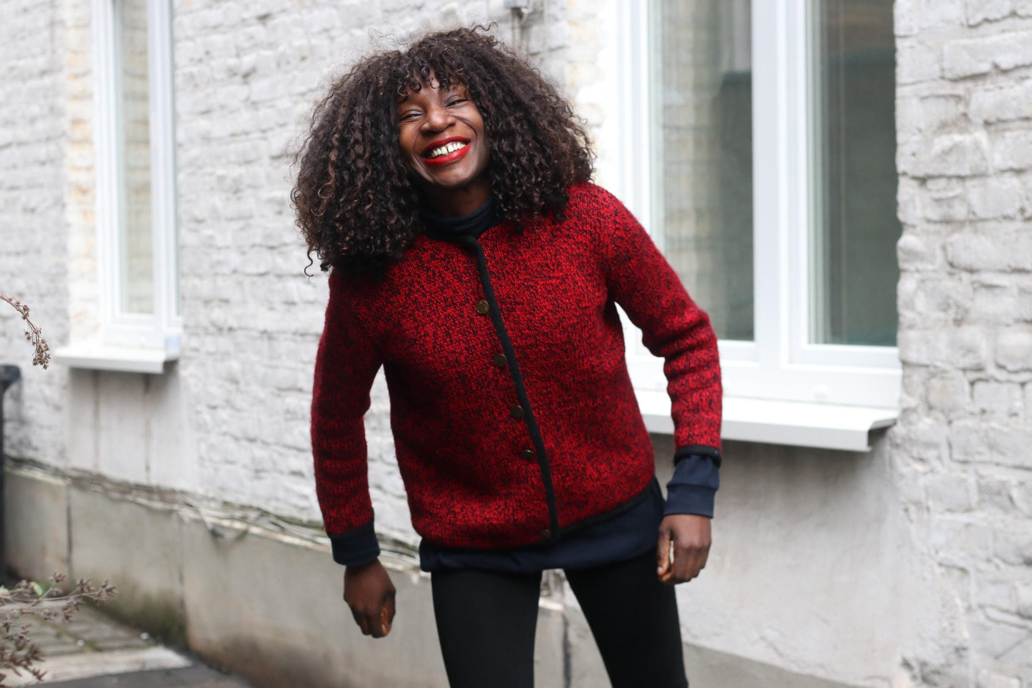 Vintage Red Trachten Wool Jacket Ornate Lining Austrian Knit Boiled Wool Cardigan