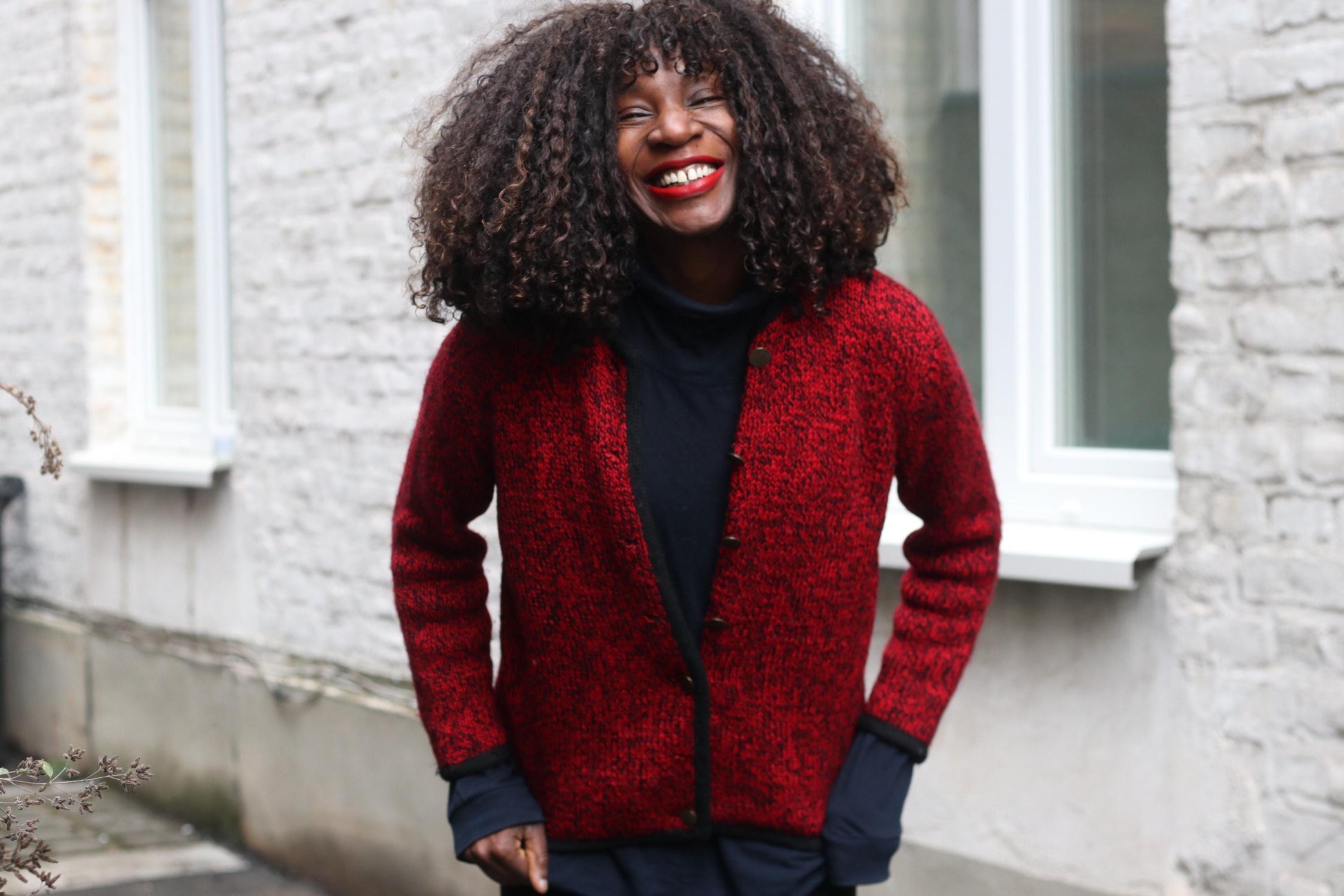 Vintage Red Trachten Wool Jacket Ornate Lining Austrian Knit Boiled Wool Cardigan