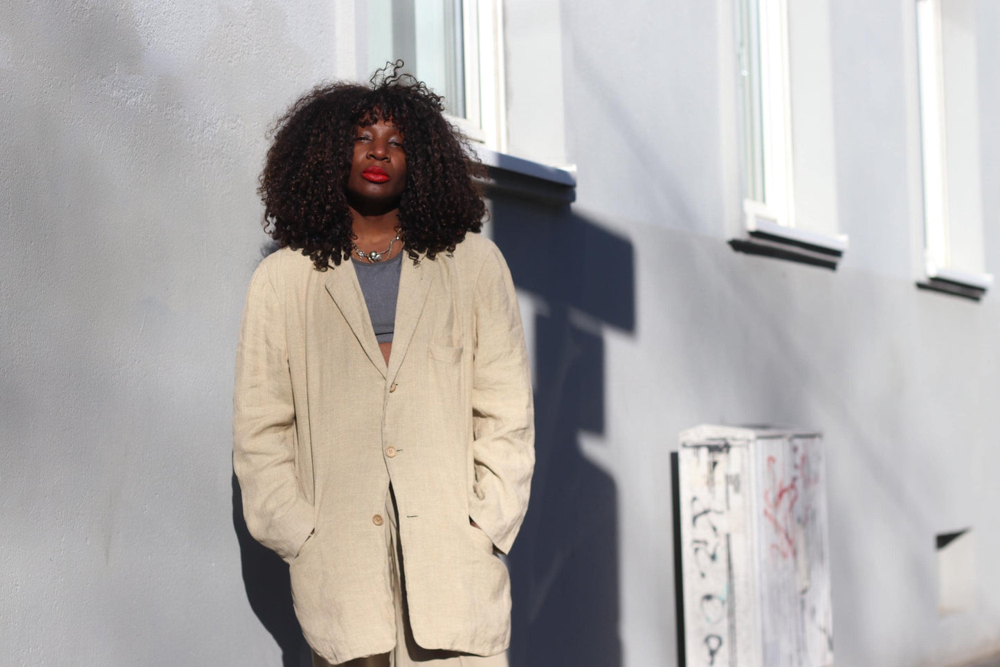90s Hugo Boss Linen Blend Blazer | Vintage Minimalist Women's Brown blazer| Men's Workwear Jacket