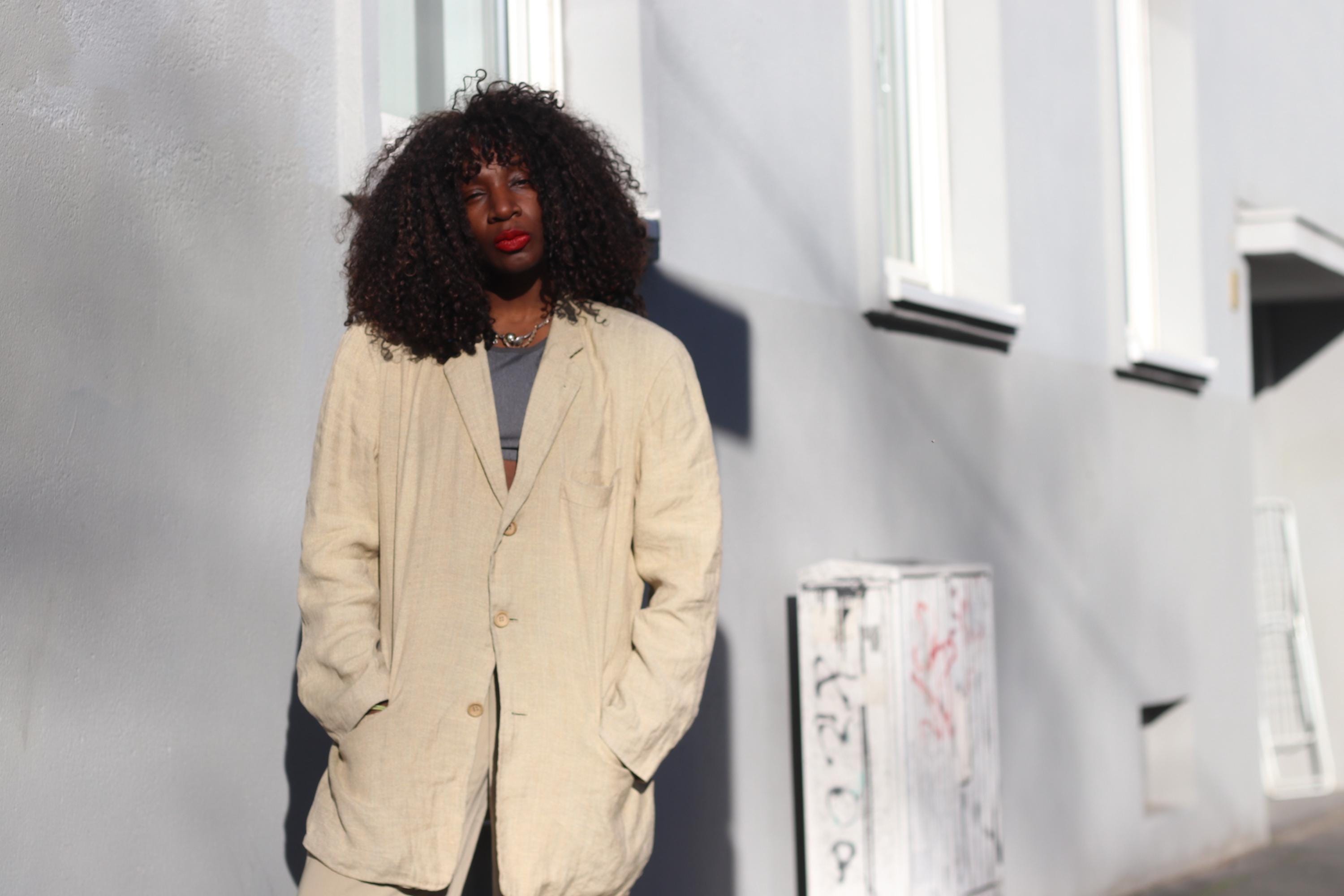 90s Hugo Boss Linen Blazer: Vintage Brown Minimalist Jacket