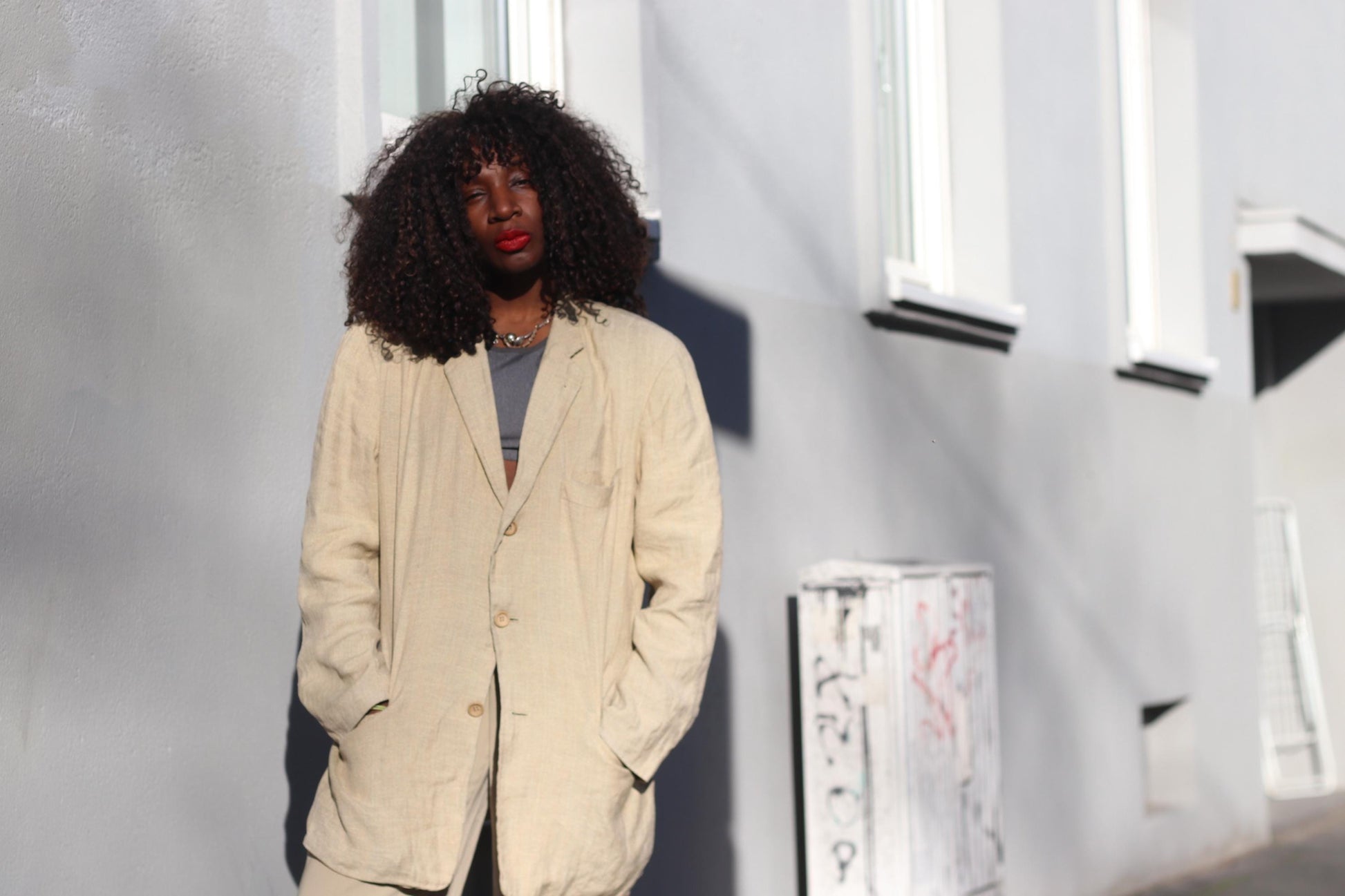 90s Hugo Boss Linen Blend Blazer | Vintage Minimalist Women's Brown blazer| Men's Workwear Jacket