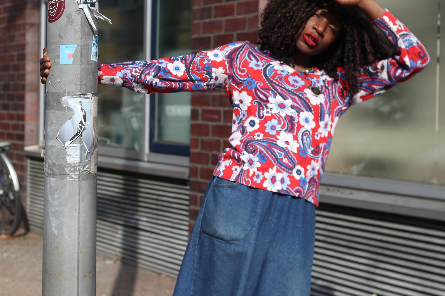 Vintage Floral Merino Wool Blouse | S-M