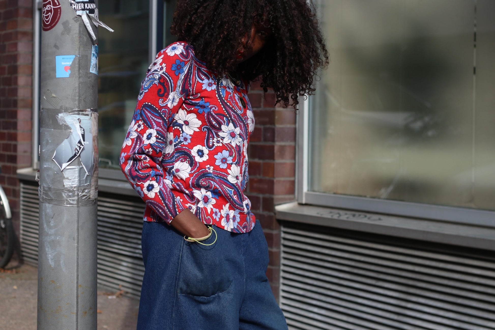 Vintage Floral Merino Wool Blouse | S-M