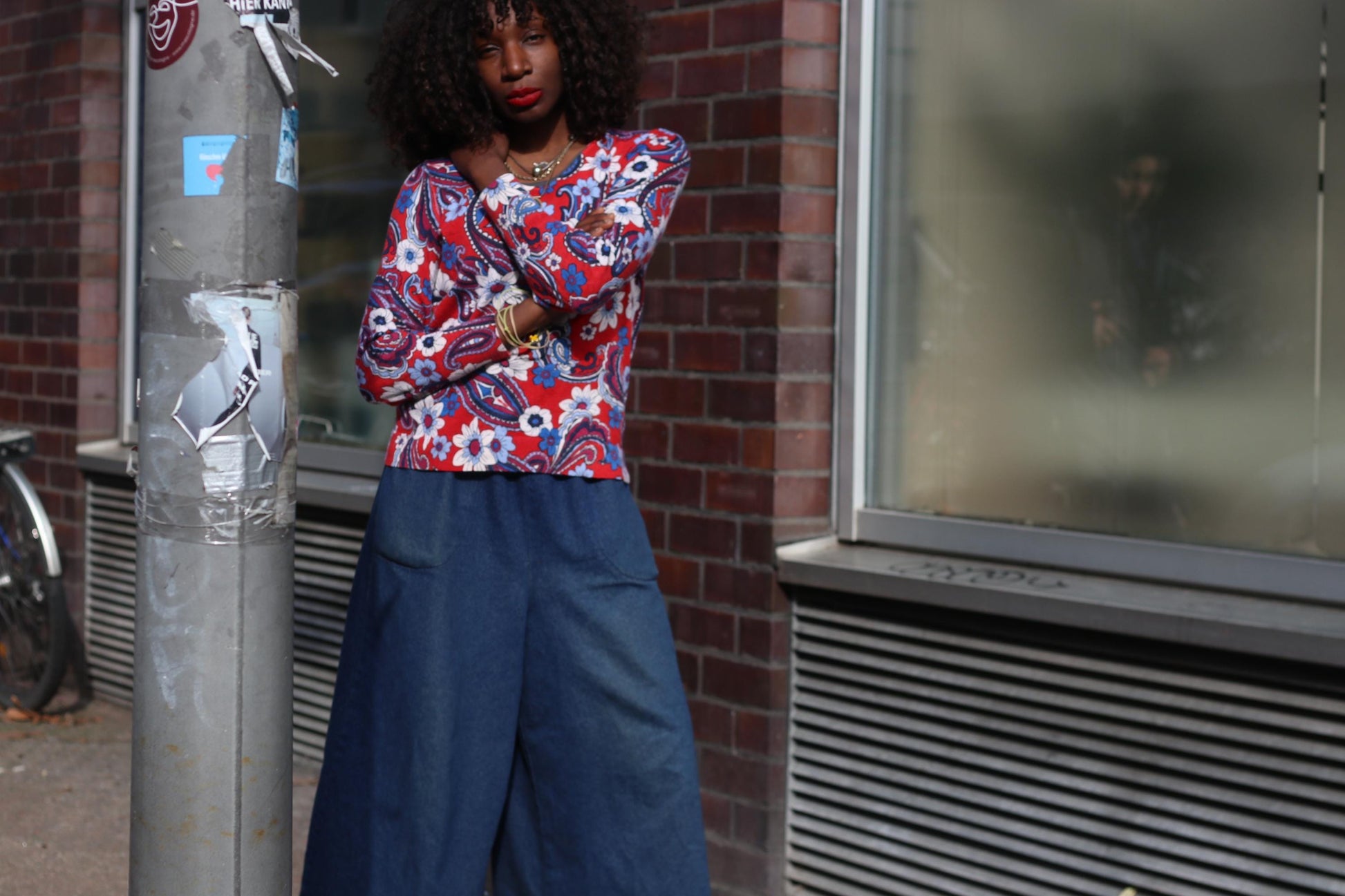 Vintage Floral Merino Wool Blouse | S-M