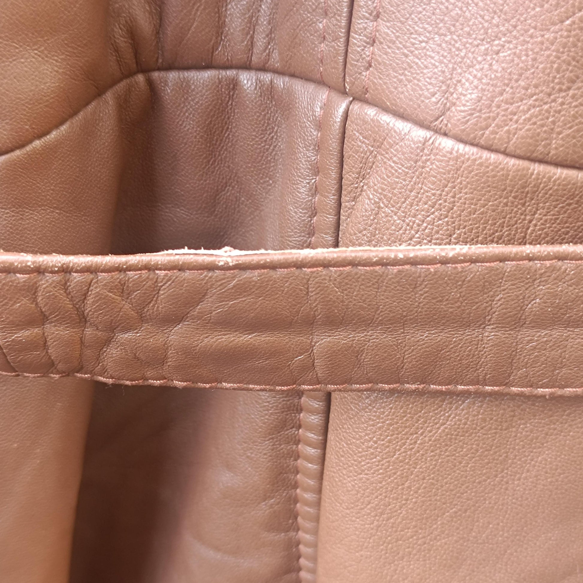 Vintage Brown Leather Trench Coat Mid Length 70s Double Breasted Belted Jacket M