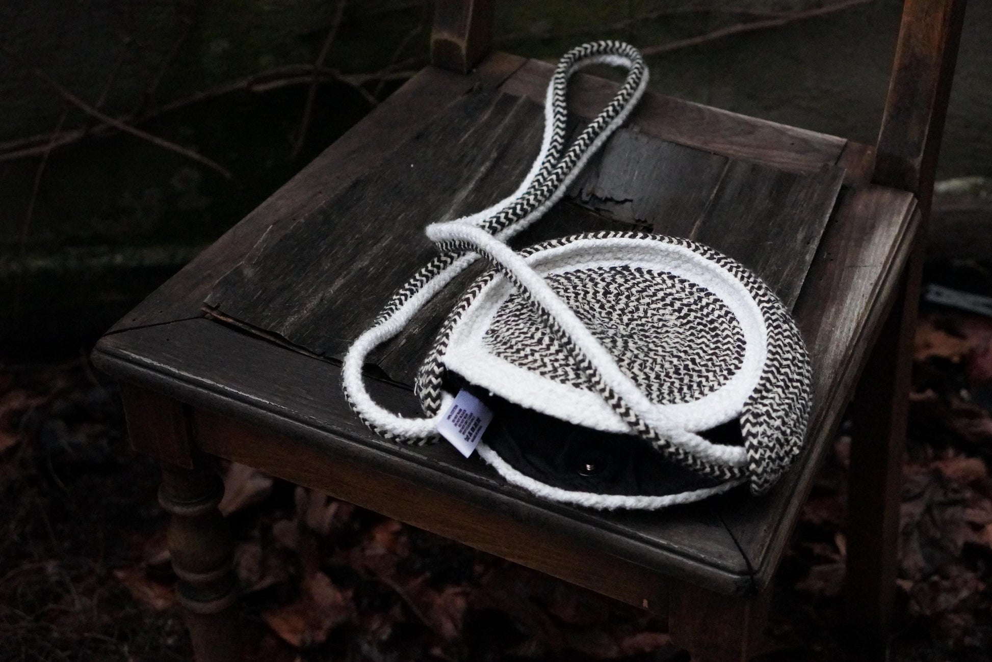 Y2K Cotton Rope Bag, Round Monochrome Crossbody, 2000s Boho Circle Purse, India