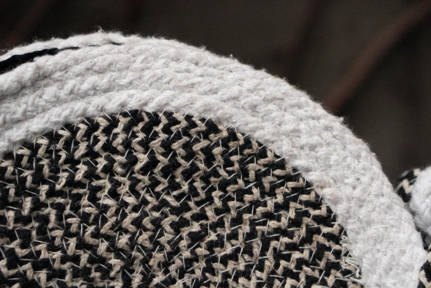 Y2K Cotton Rope Bag, Round Monochrome Crossbody, 2000s Boho Circle Purse, India