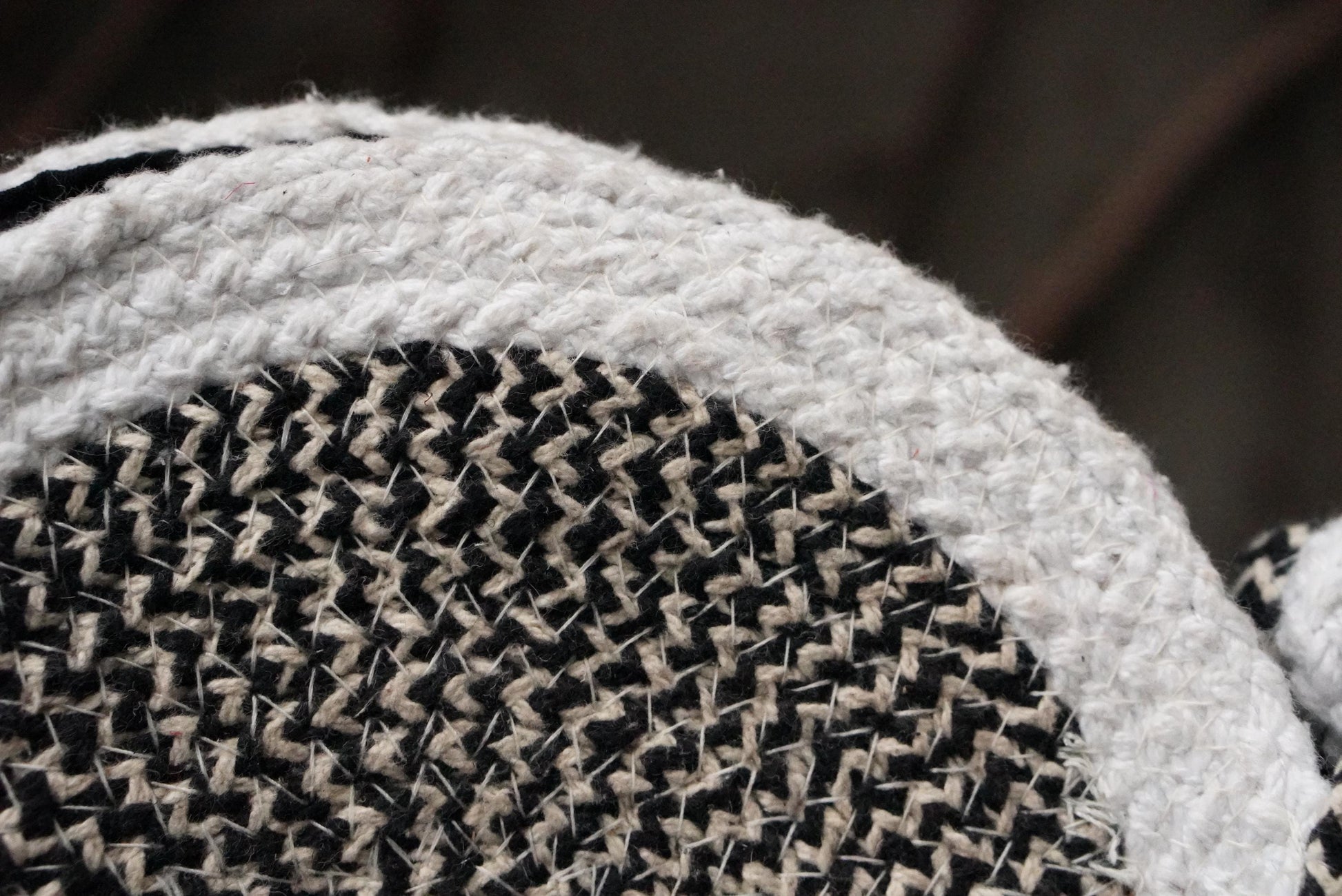 Y2K Cotton Rope Bag, Round Monochrome Crossbody, 2000s Boho Circle Purse, India