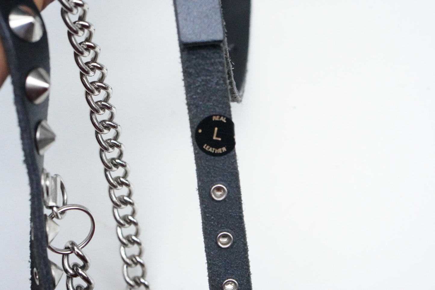 Vintage Studded Leather Chain Belt: 80s Punk Goth Rocker Waist Belt Tiered Accessory