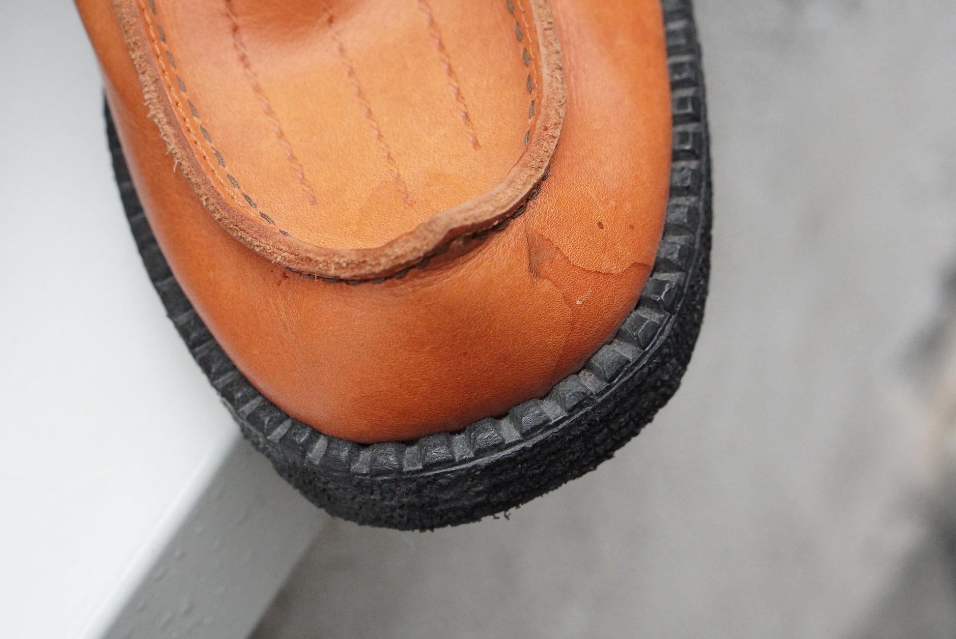 Vintage Tan Leather Moc Toe Tall Boots – 70s Nautical Style Size 37