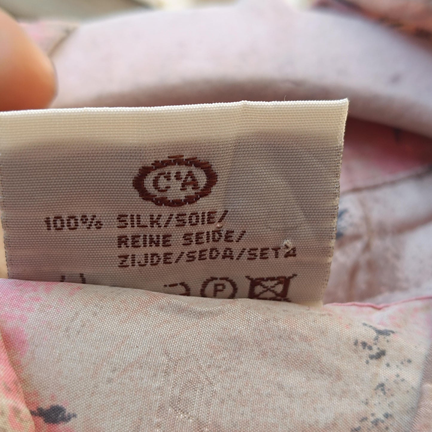 Vintage Silk Oversize Shirt Abstract Pattern Boho Loose Retro Blouse