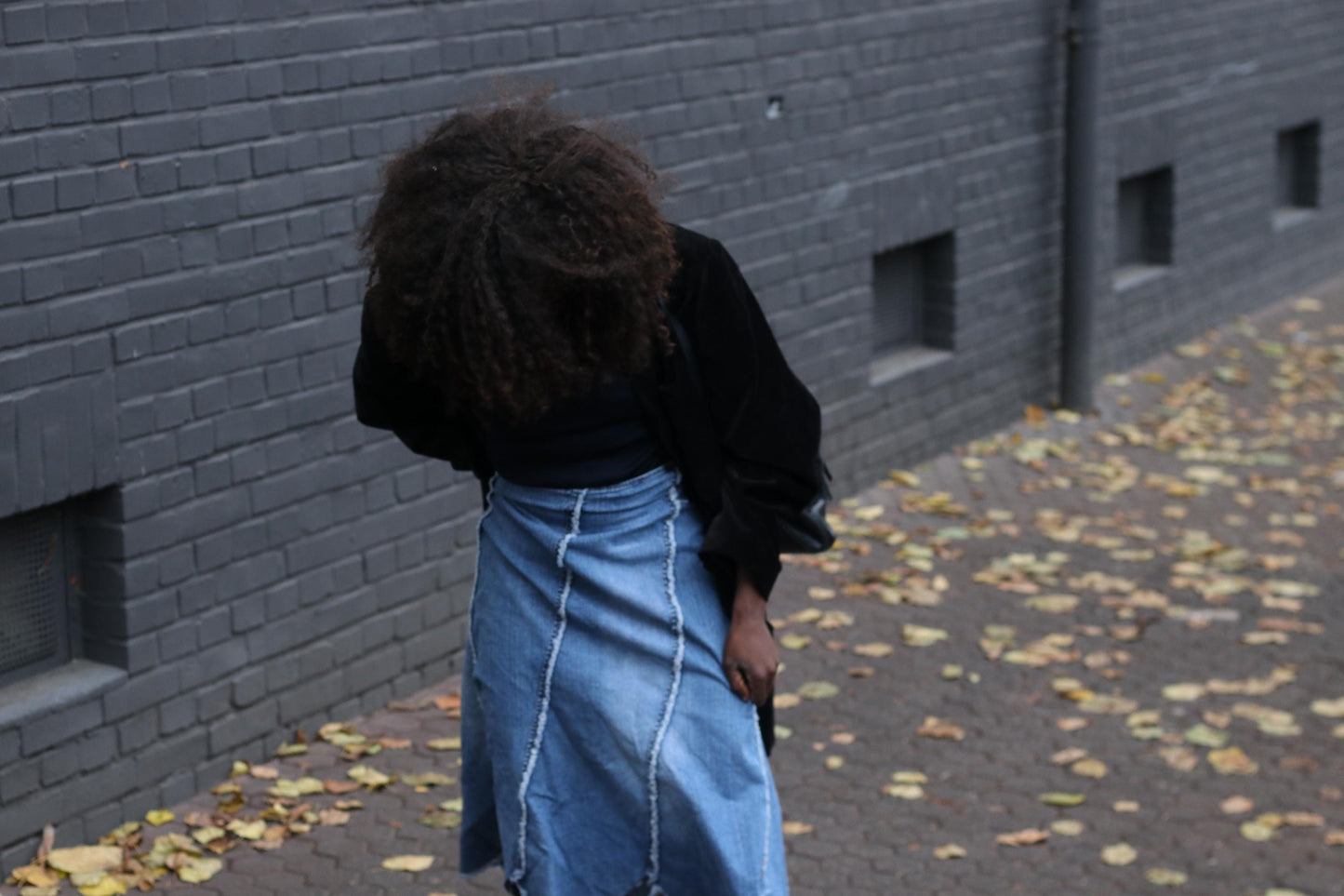 Vintage Denim Midi Skirt Deconstructed Asymmetrical Seam Blue Jean Skirt XL Plus Size