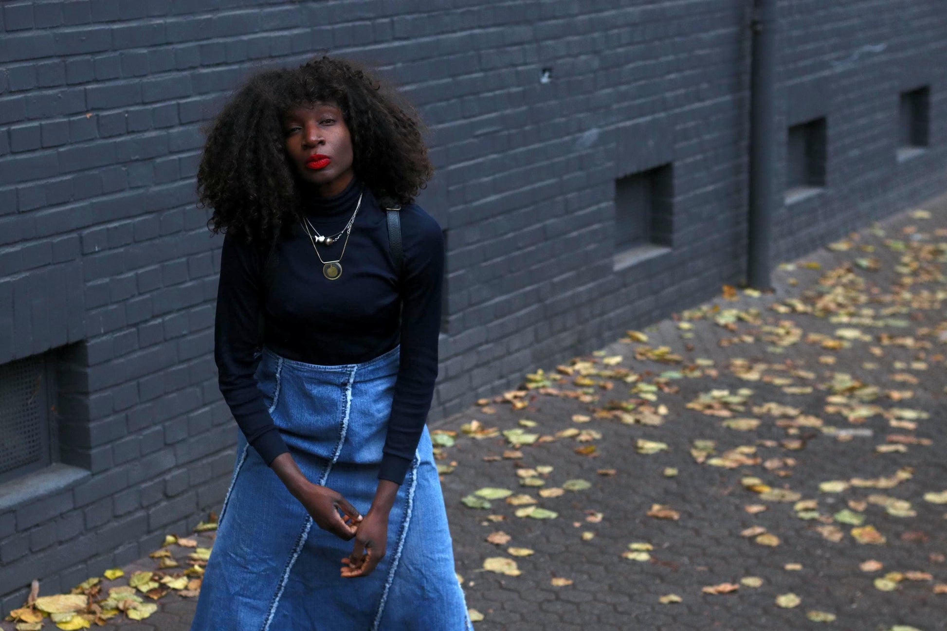 Vintage Denim Midi Skirt Deconstructed Asymmetrical Seam Blue Jean Skirt XL Plus Size