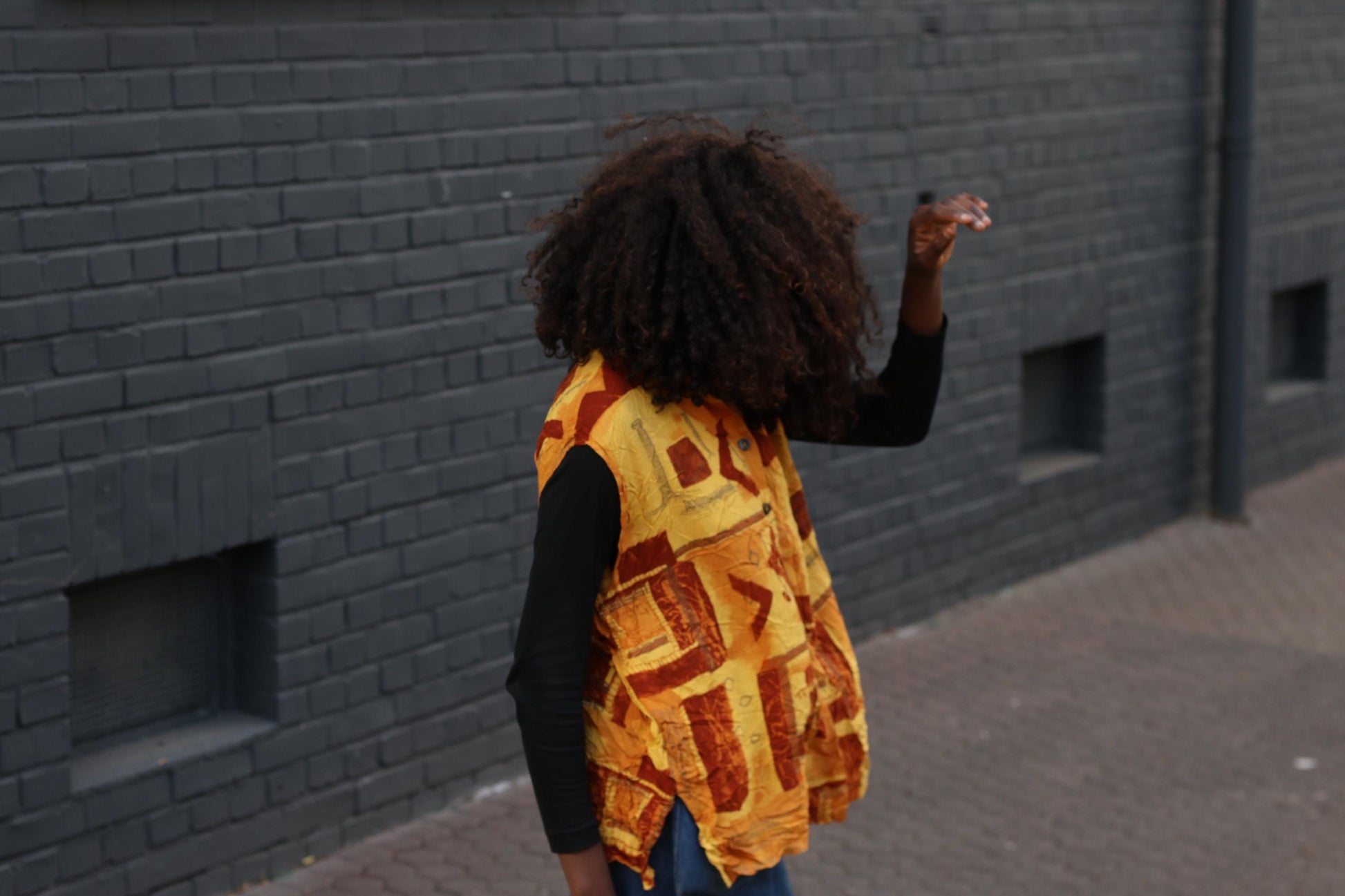 Vintage Print Vest Top Yellow Geometric Pattern Sleeveless Retro Art Vest