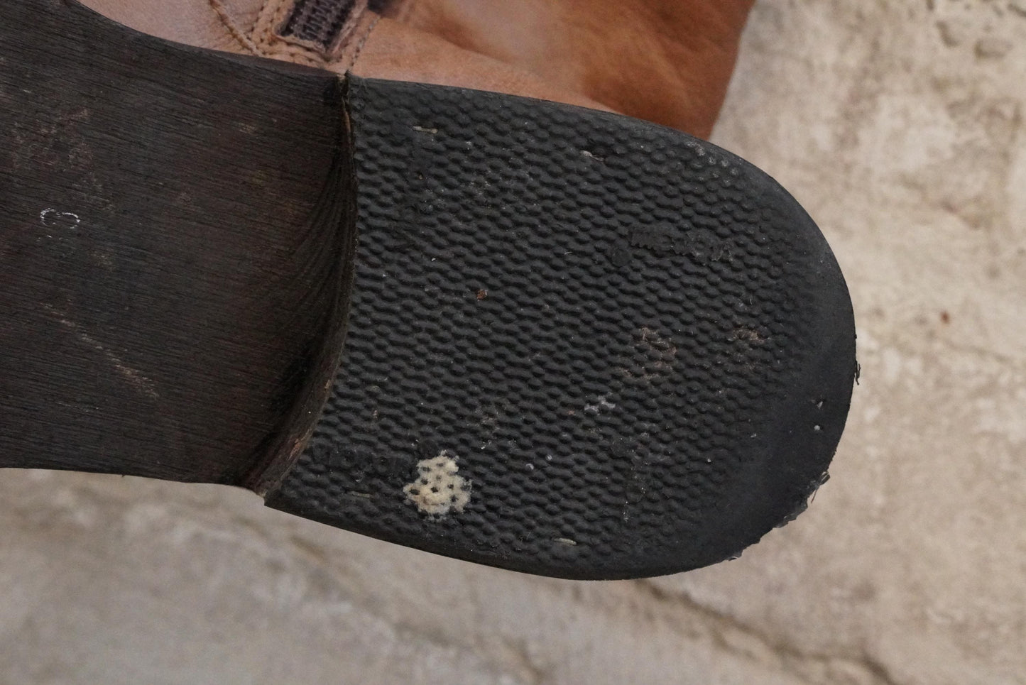 Vintage Over The Knee Boots Tan Leather Flat Riding Boots Handmade in Italy OTK