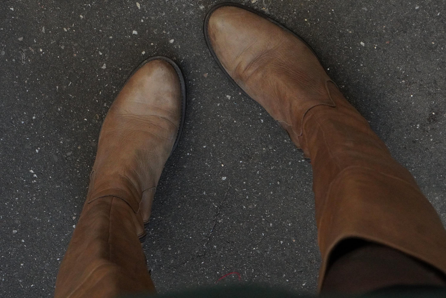 Vintage Over The Knee Boots Tan Leather Flat Riding Boots Handmade in Italy OTK