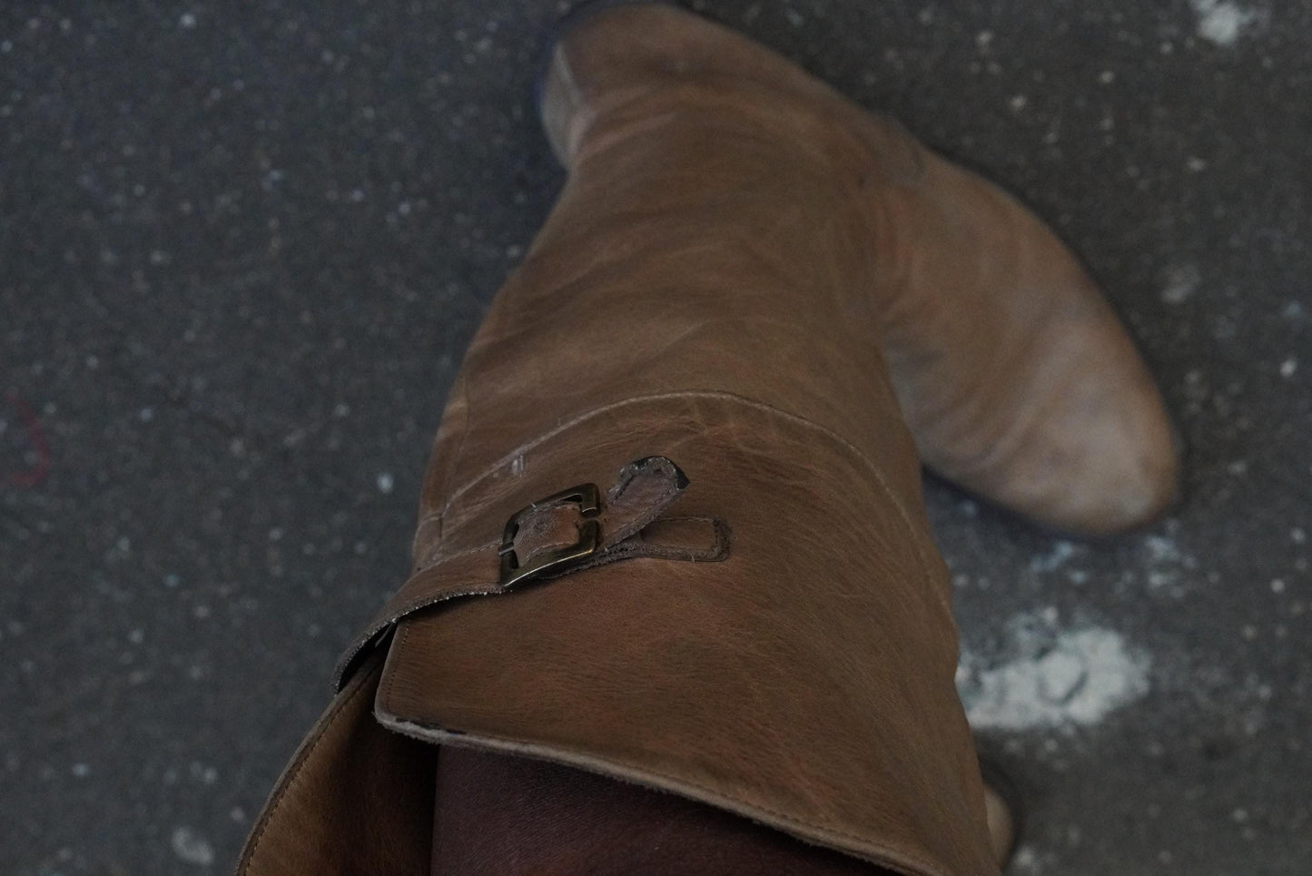 Vintage Over The Knee Boots Tan Leather Flat Riding Boots Handmade in Italy OTK