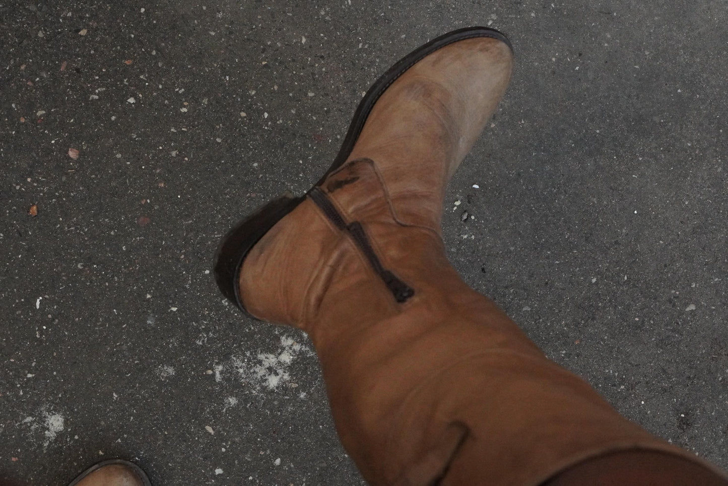 Vintage Over The Knee Boots Tan Leather Flat Riding Boots Handmade in Italy OTK