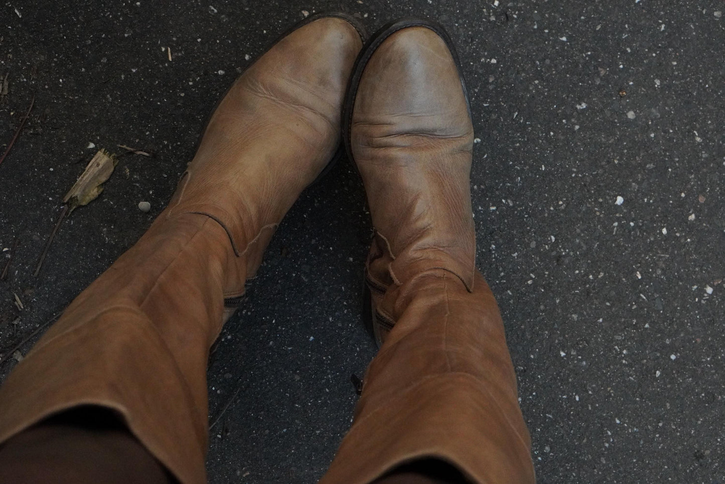 Vintage Over The Knee Boots Tan Leather Flat Riding Boots Handmade in Italy OTK