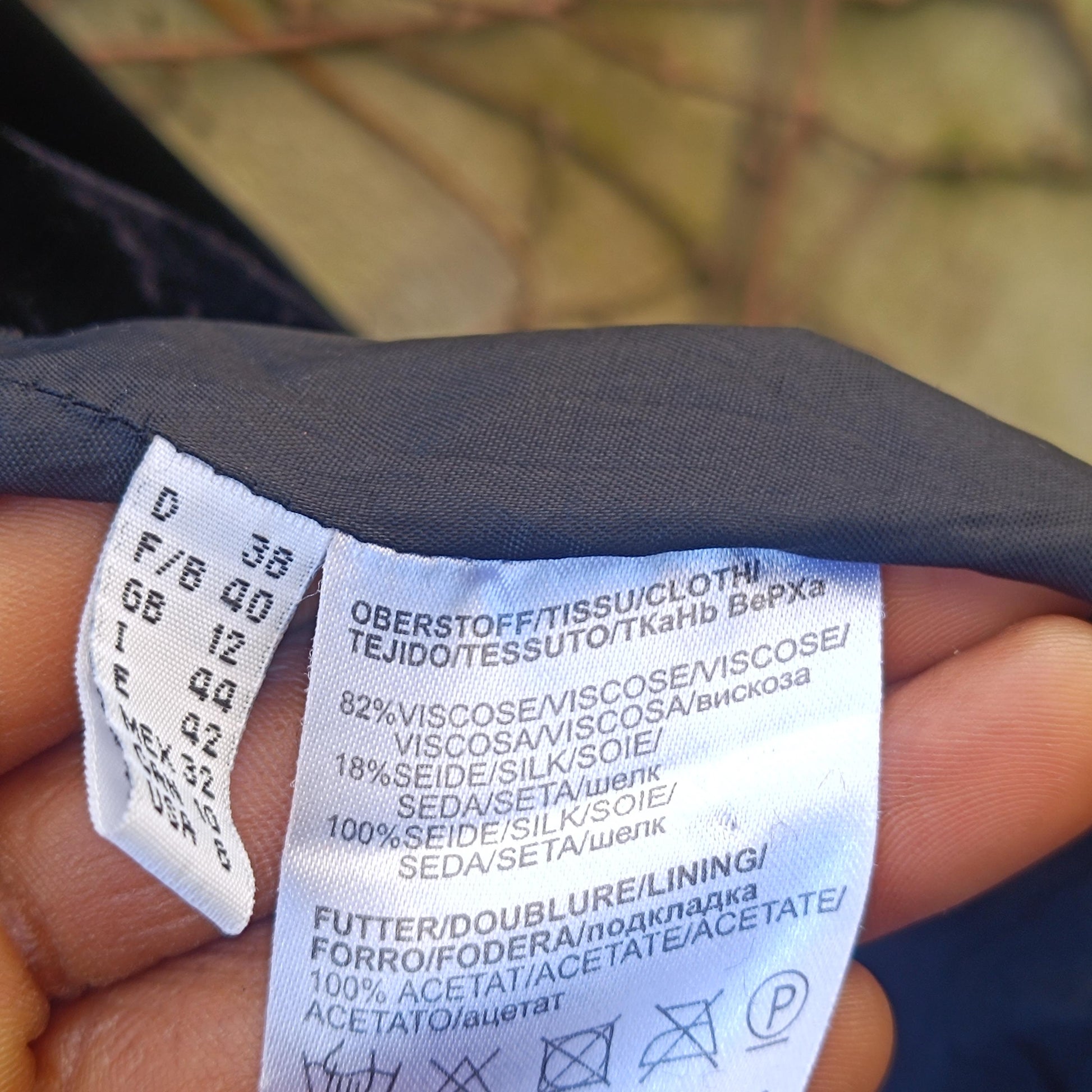 Vintage Silk Blend Velvet Blazer Black Gothic Victorian Ruffle Evening Jacket 38