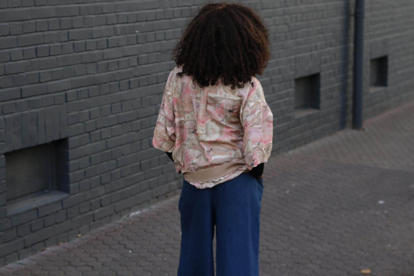 Vintage Silk Oversize Shirt Abstract Pattern Boho Loose Retro Blouse