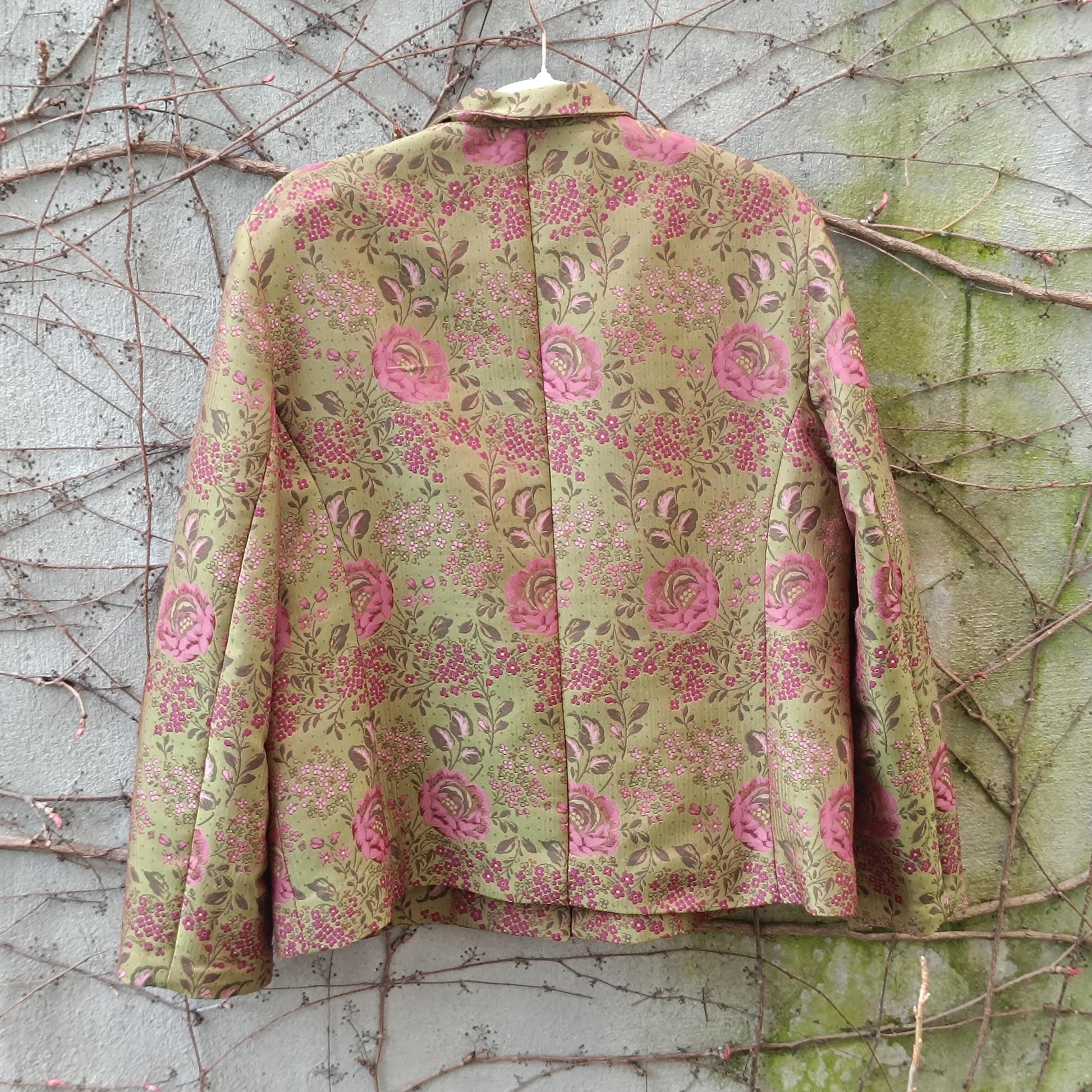 Handmade Vintage Brocade Blazer Floral Cropped Jacket Structured Retro
