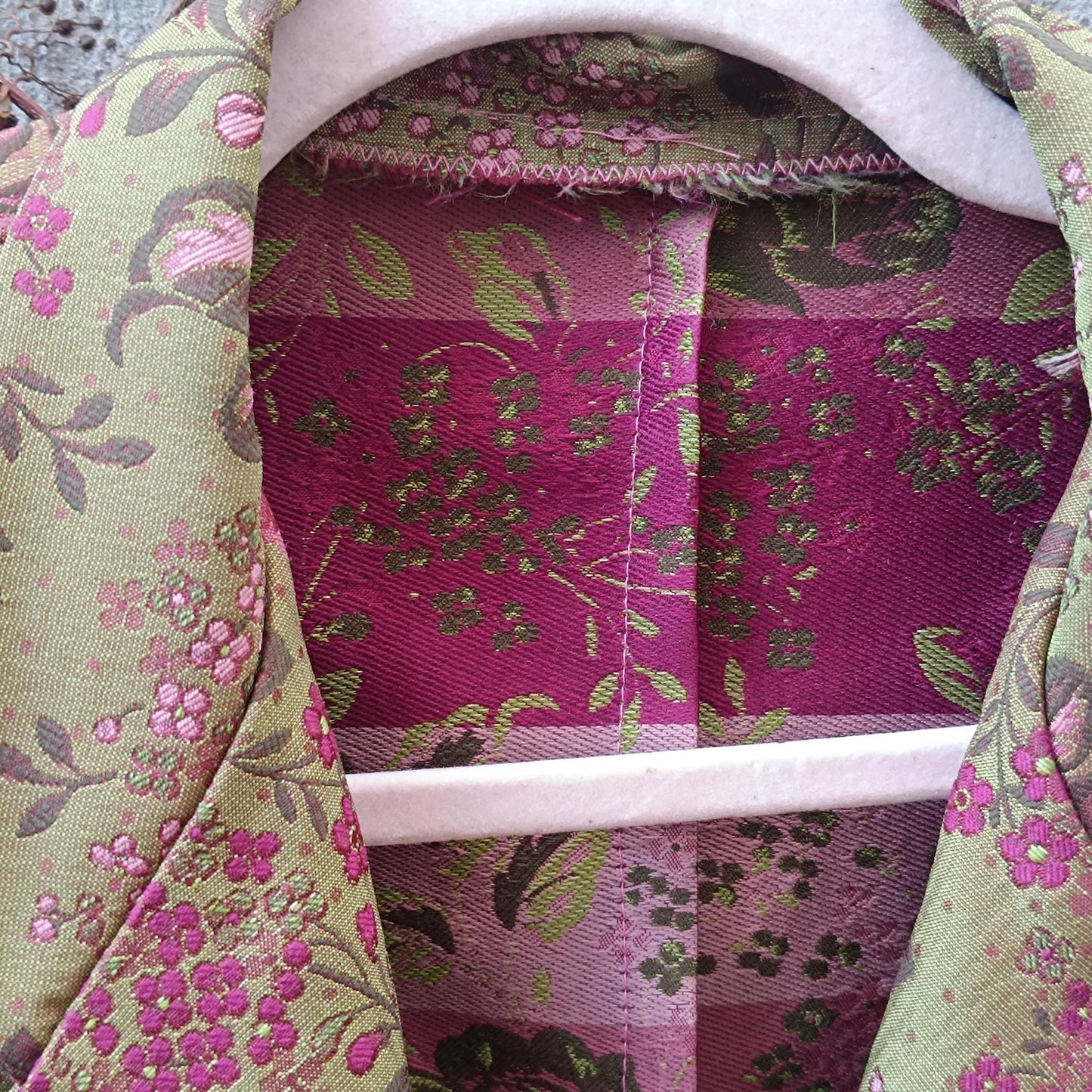 Handmade Vintage Brocade Blazer Floral Cropped Jacket Structured Retro