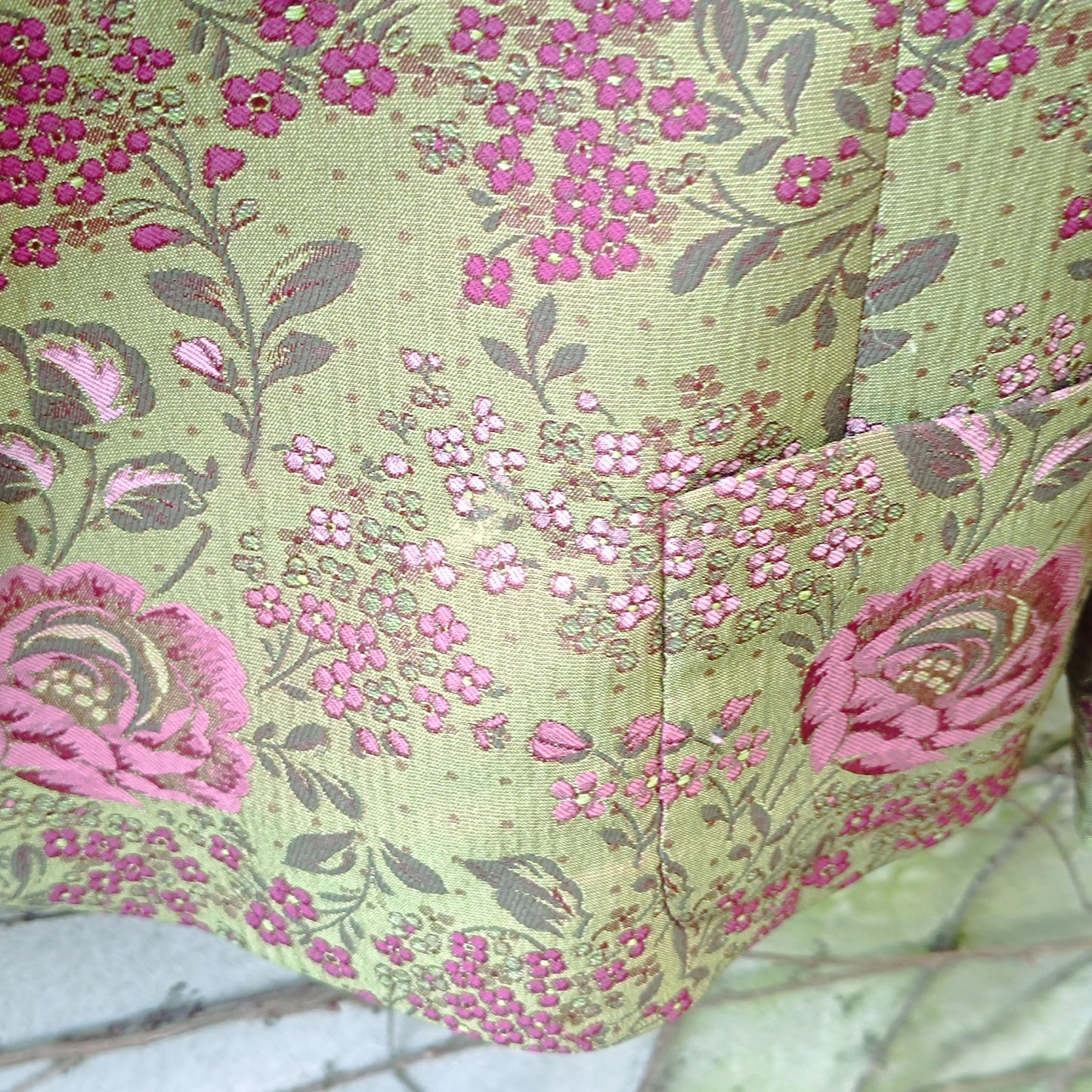 Handmade Vintage Brocade Blazer Floral Cropped Jacket Structured Retro