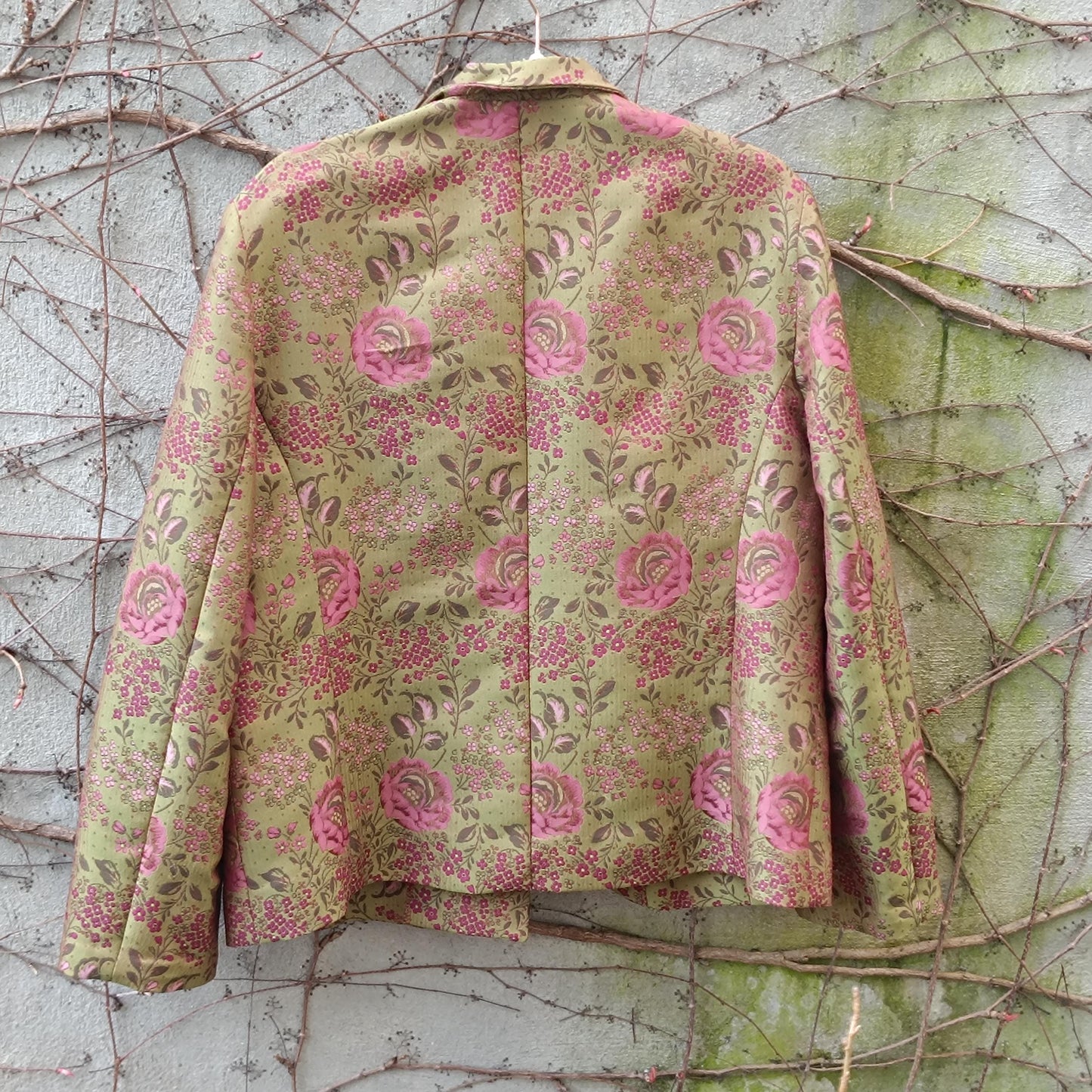 Handmade Vintage Brocade Blazer Floral Cropped Jacket Structured Retro