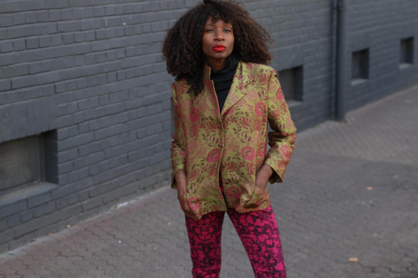 Handmade Vintage Brocade Blazer Floral Cropped Jacket Structured Retro