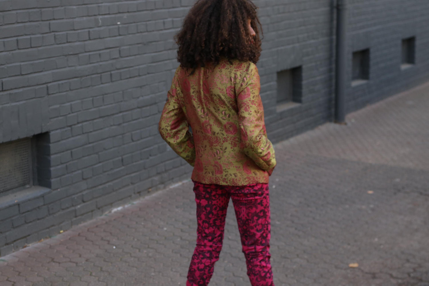 Handmade Vintage Brocade Blazer Floral Cropped Jacket Structured Retro