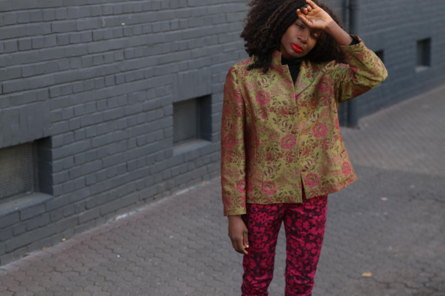 Handmade Vintage Brocade Blazer Floral Cropped Jacket Structured Retro