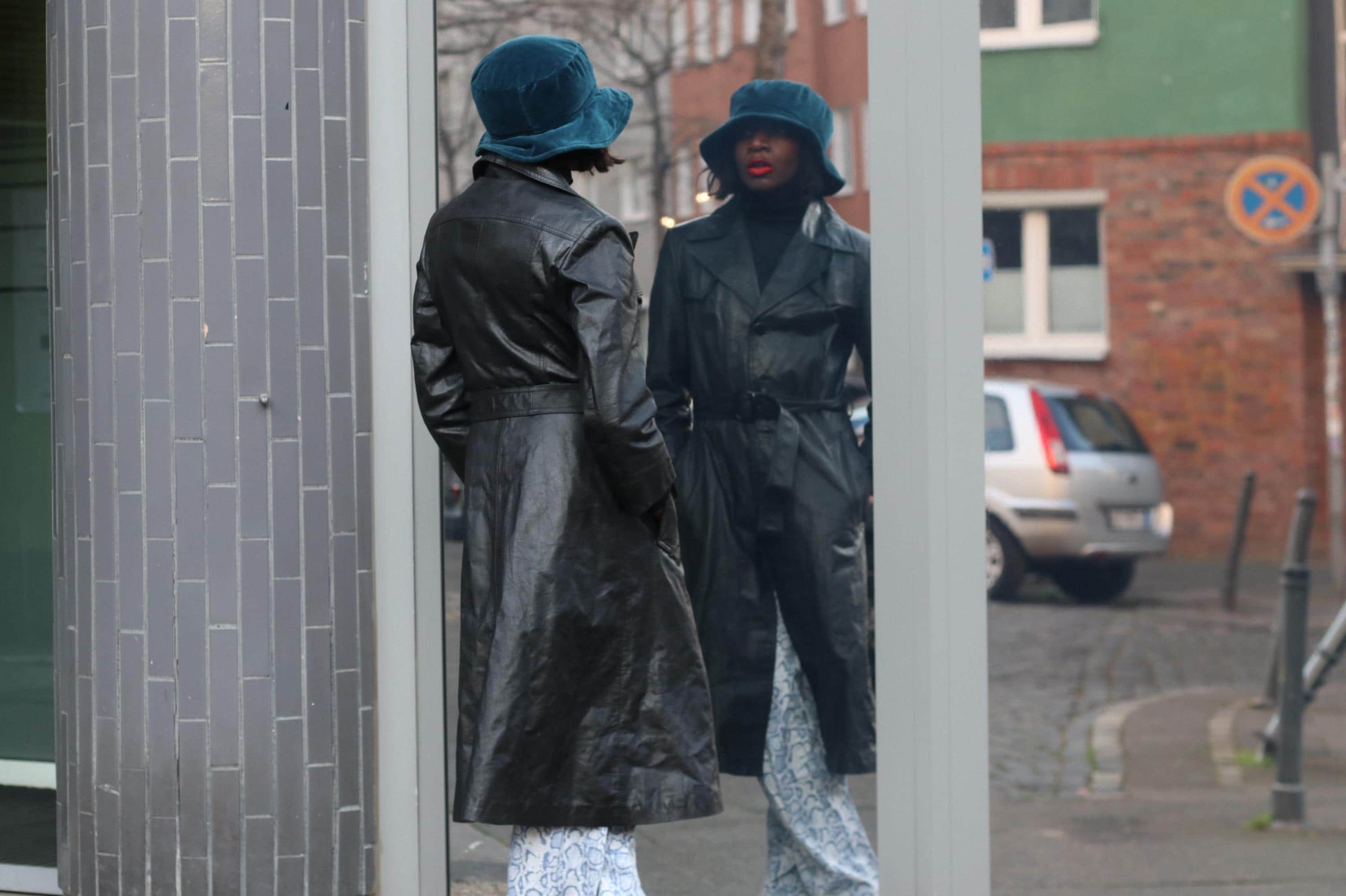 Vintage Black Leather Trench Coat| 90s Belted Long Jacket Minimalist Boho