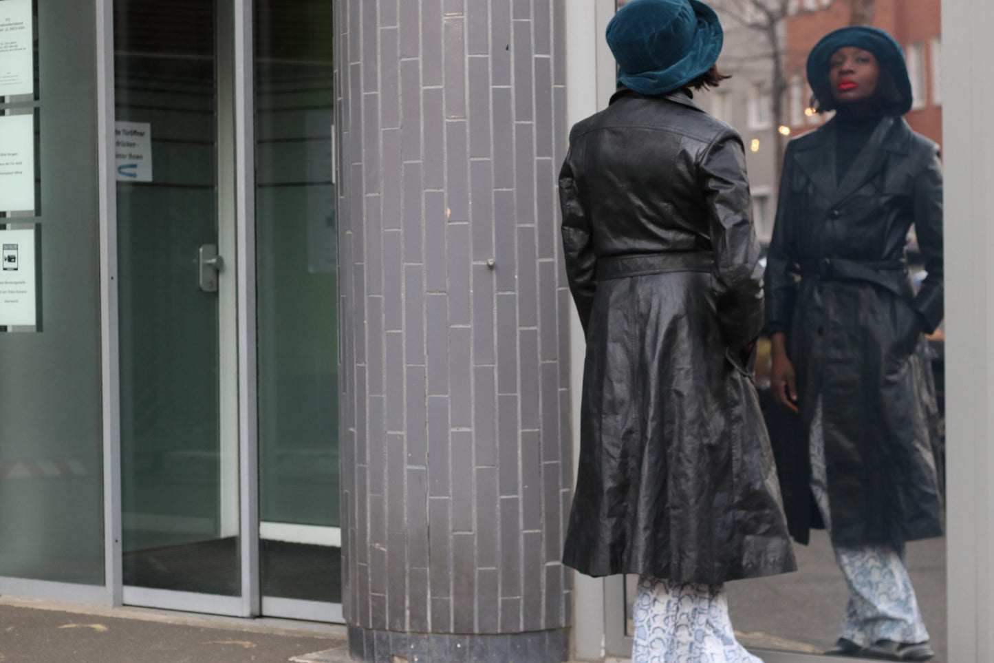 Vintage Black Leather Trench Coat| 90s Belted Long Jacket Minimalist Boho