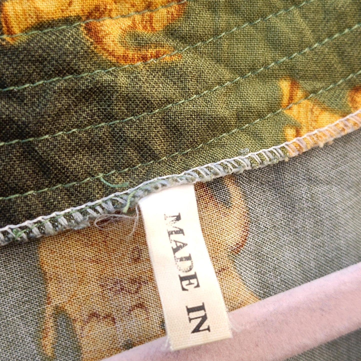 Elephant Print Top Green Gold Bohemian Festival Shirt Vintage Style Thai Blouse