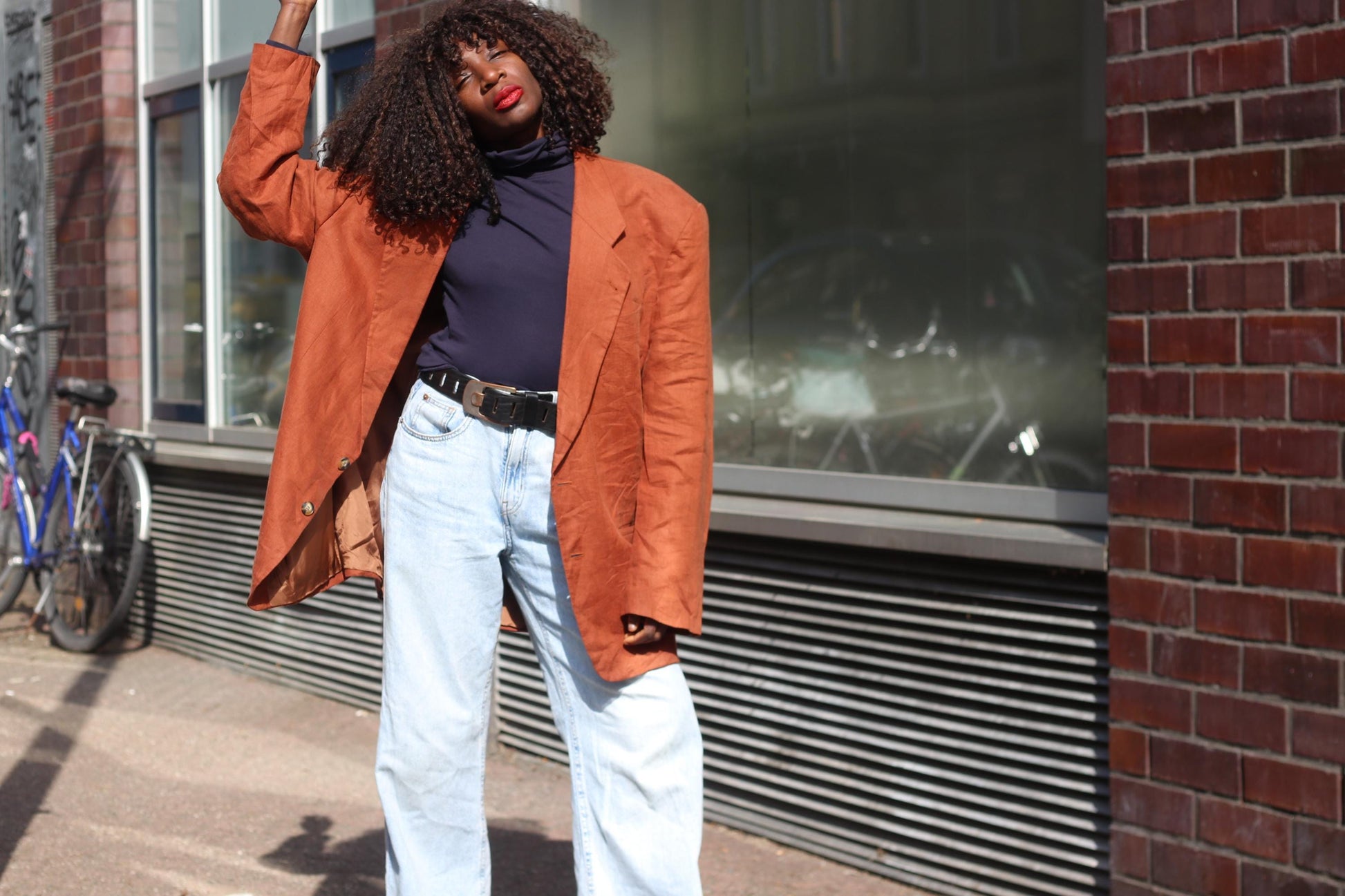 Vintage 100% Linen Blazer| Angelo Litrico Oversized XL Terracotta Orange Unisex Jacket